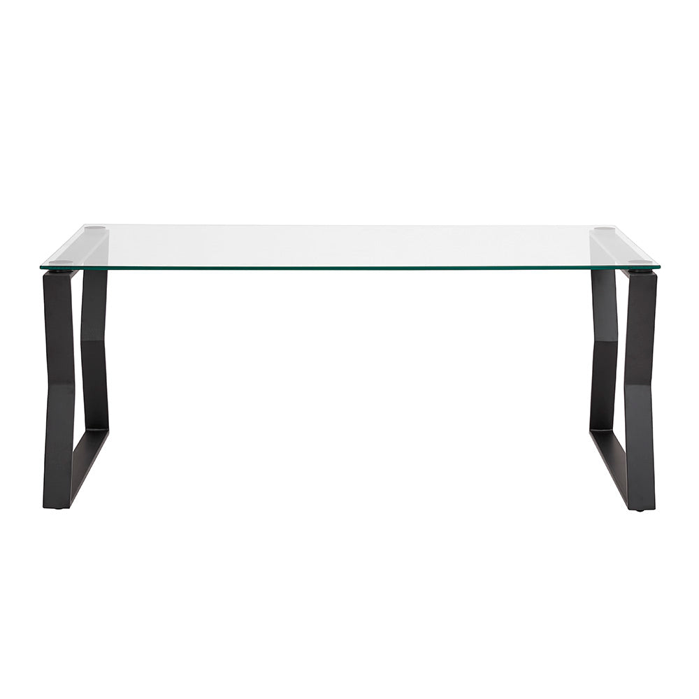 Noa Contemporary Glass & Black Metal Coffee Table
