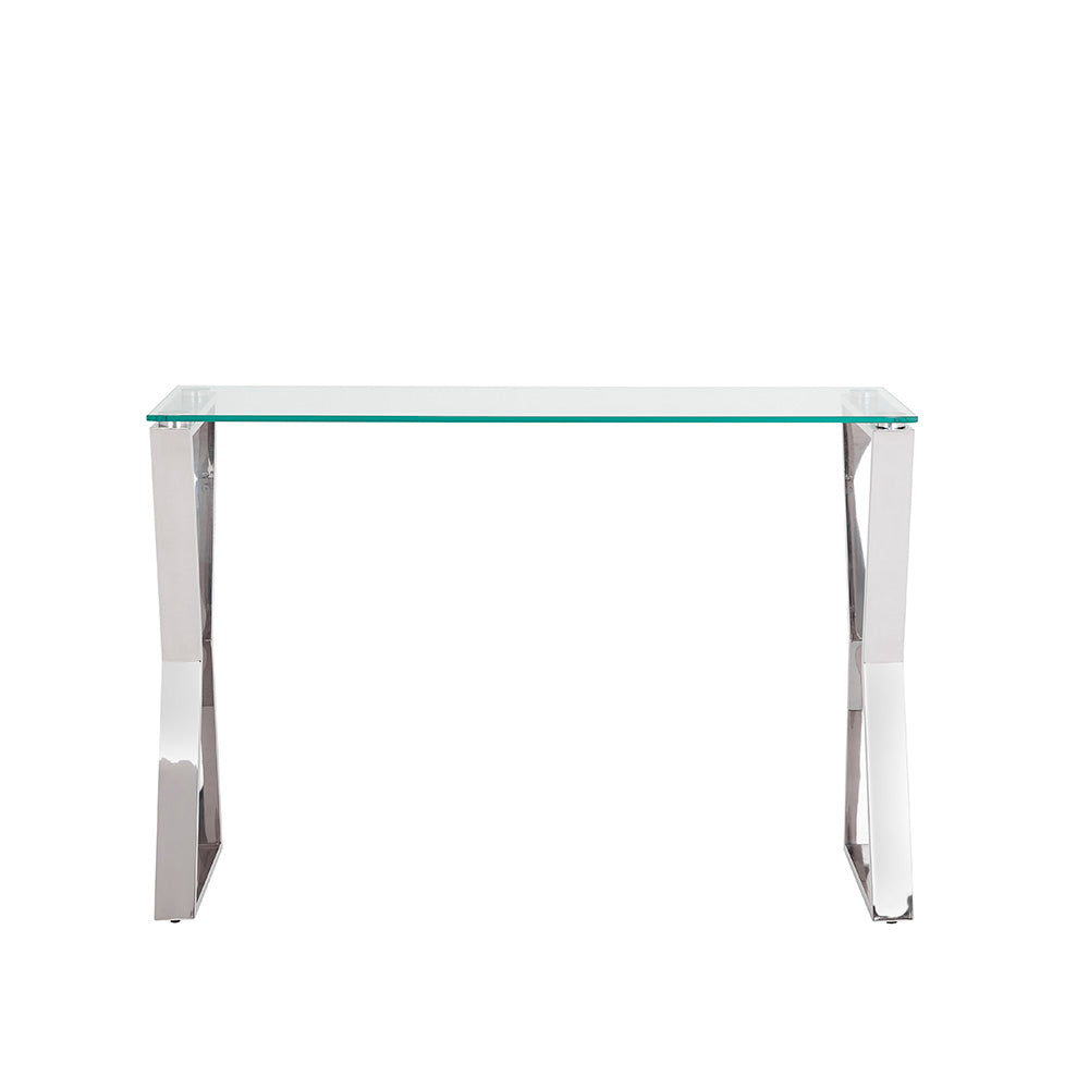 Stylish Elegance Glass & Stainless Steel Console Table