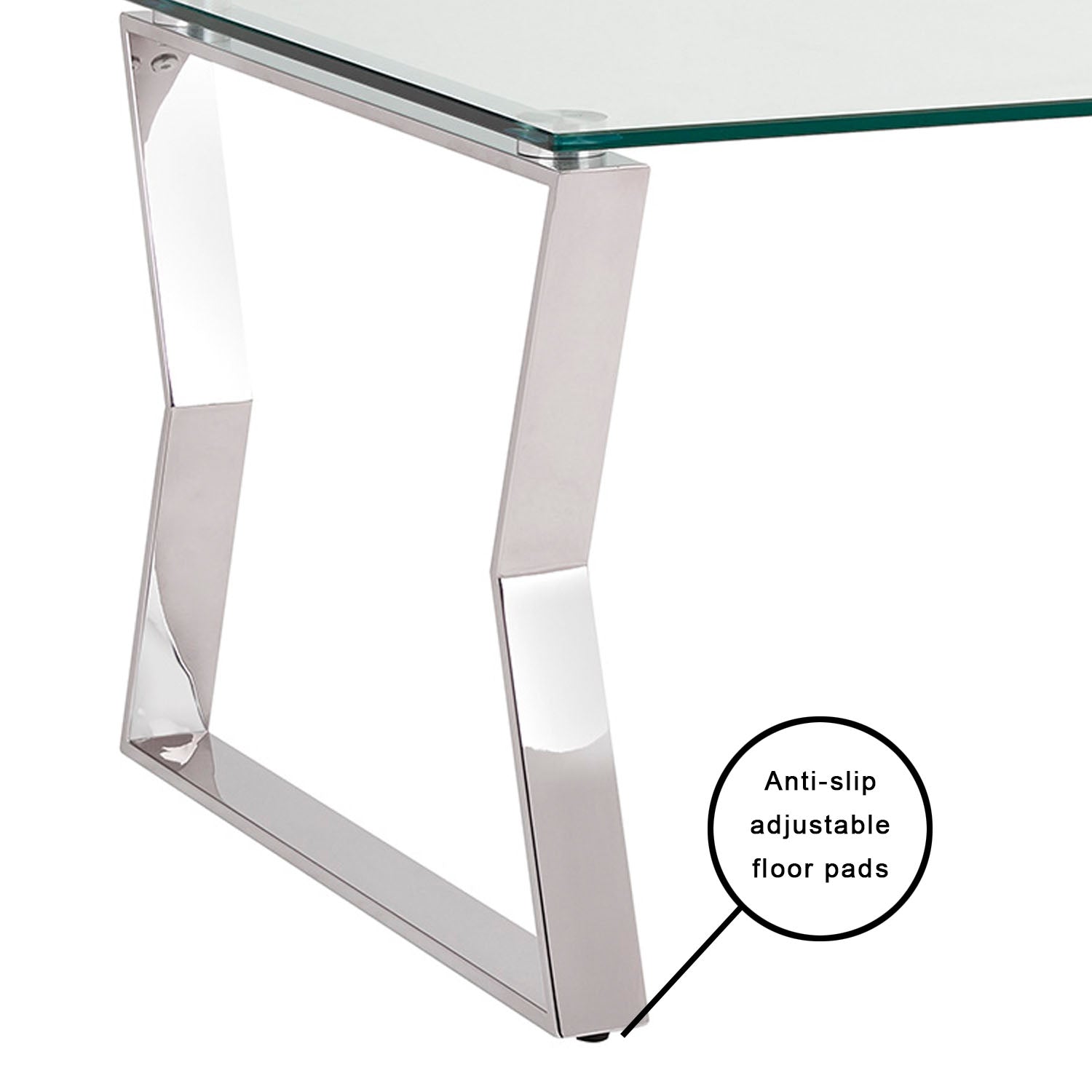 Elegant Noa Glass Coffee Table with Polished Steel Frame