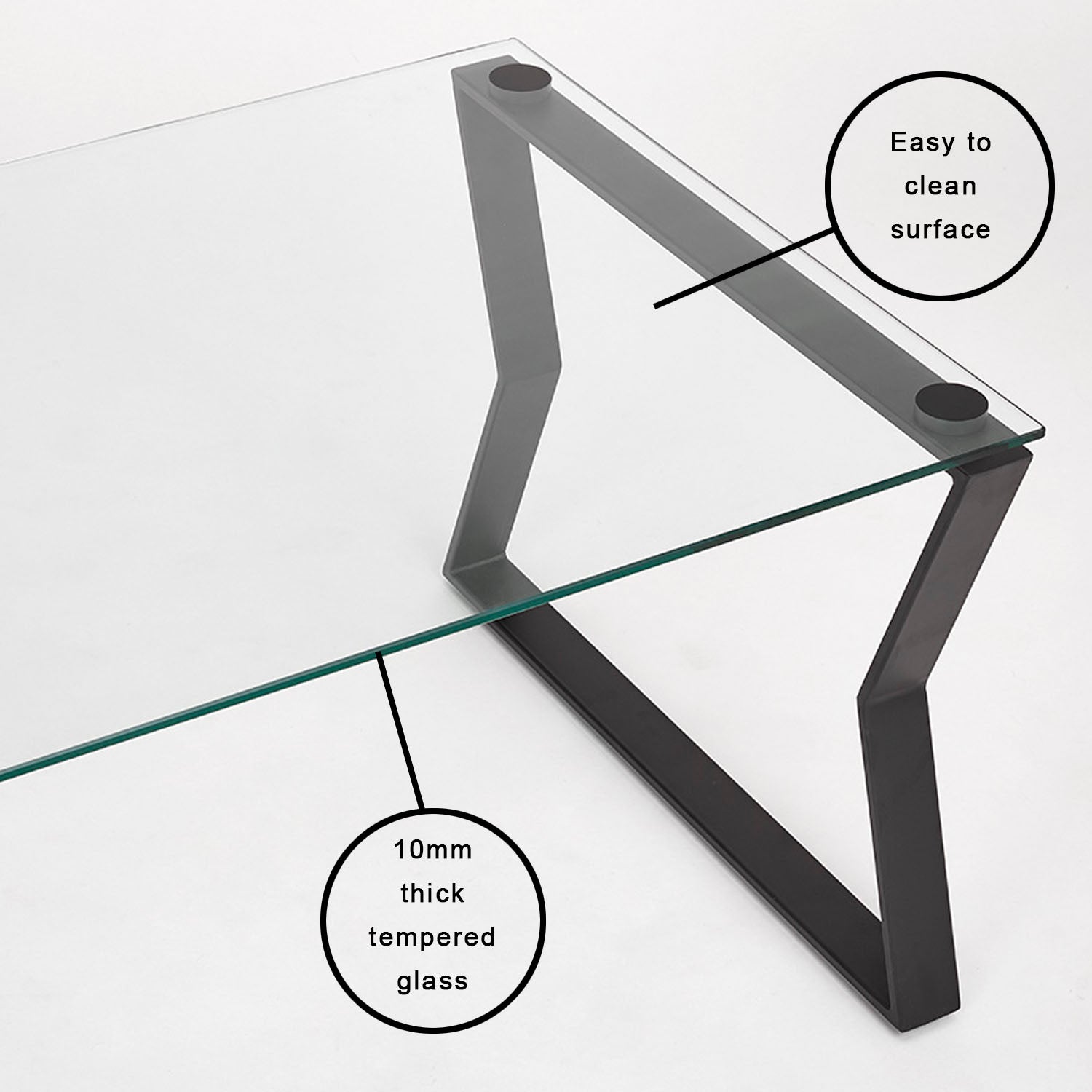 Noa Contemporary Glass & Black Metal Coffee Table
