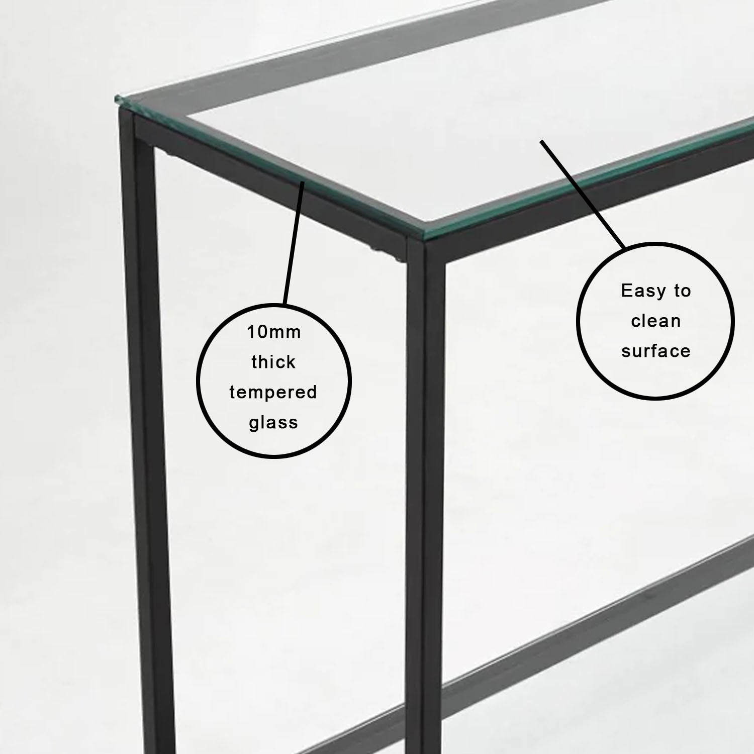 Krista Modern Glass Console Table with Black Frame