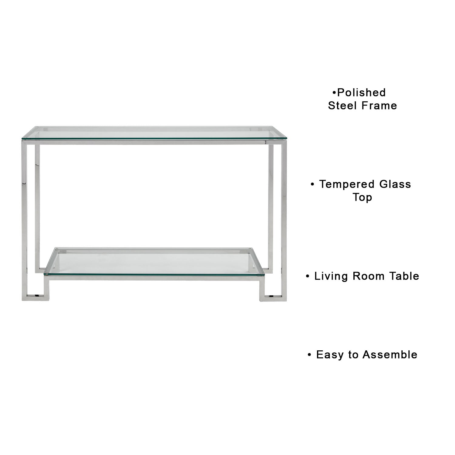 Elegant Krista Glass Console Table with Stainless Steel Frame