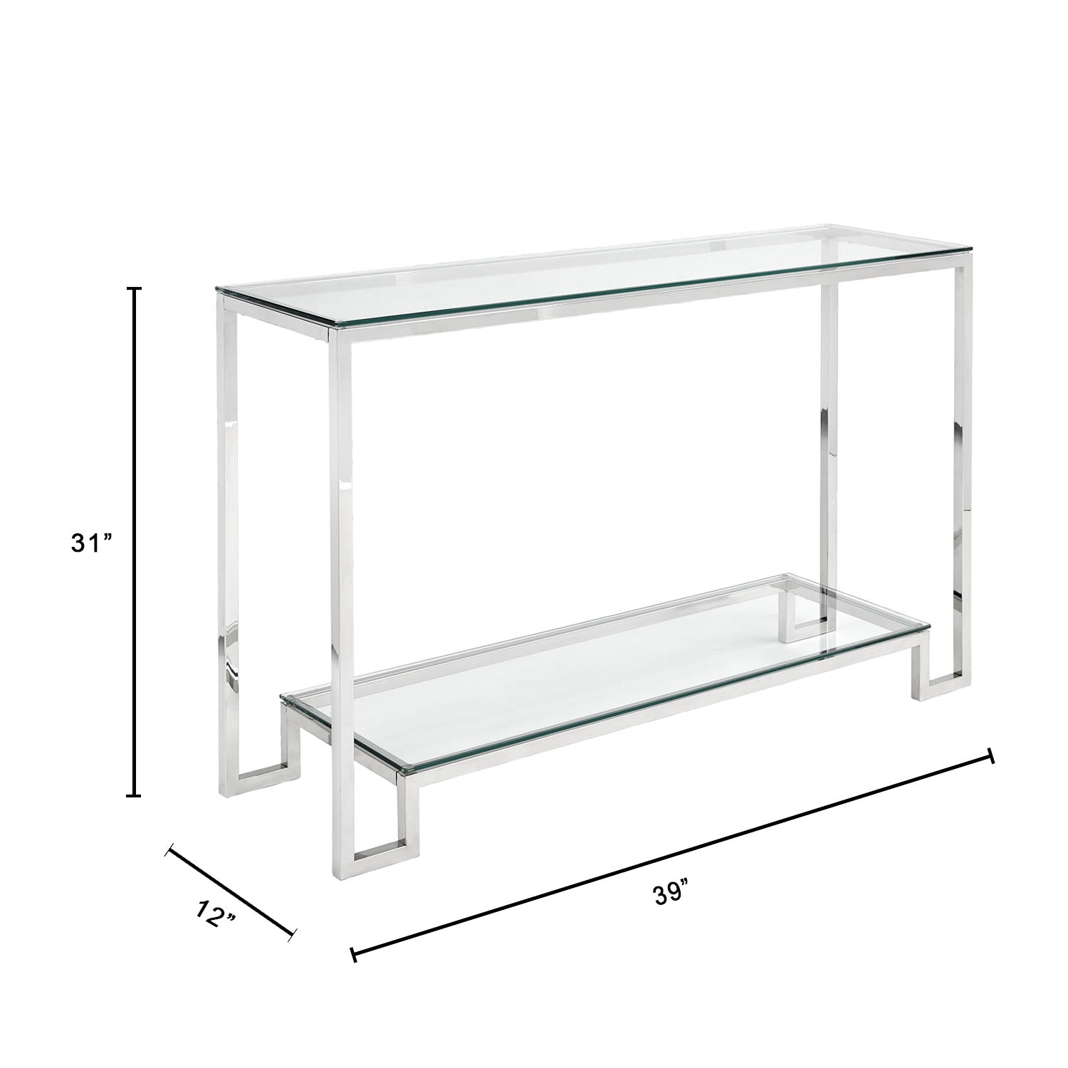 Elegant Krista Glass Console Table with Stainless Steel Frame