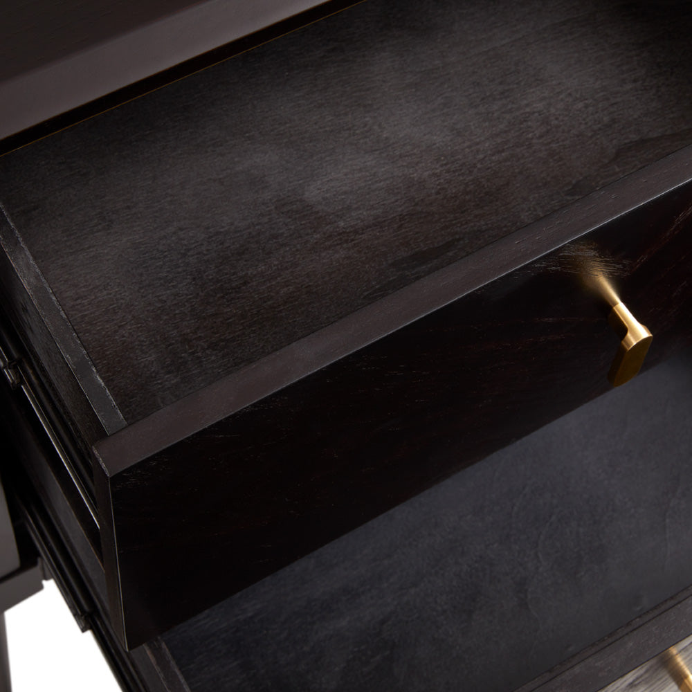 Chic Colette Bedside Table with Golden Accents