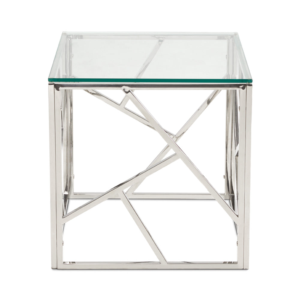 Carole Lustrous Glass & Steel Side Table