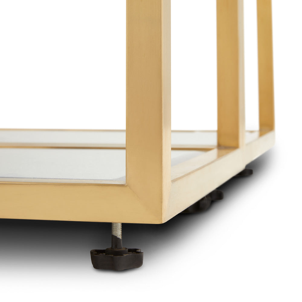 Chic Duo-Shade Glass End Tables with Metallic Frame