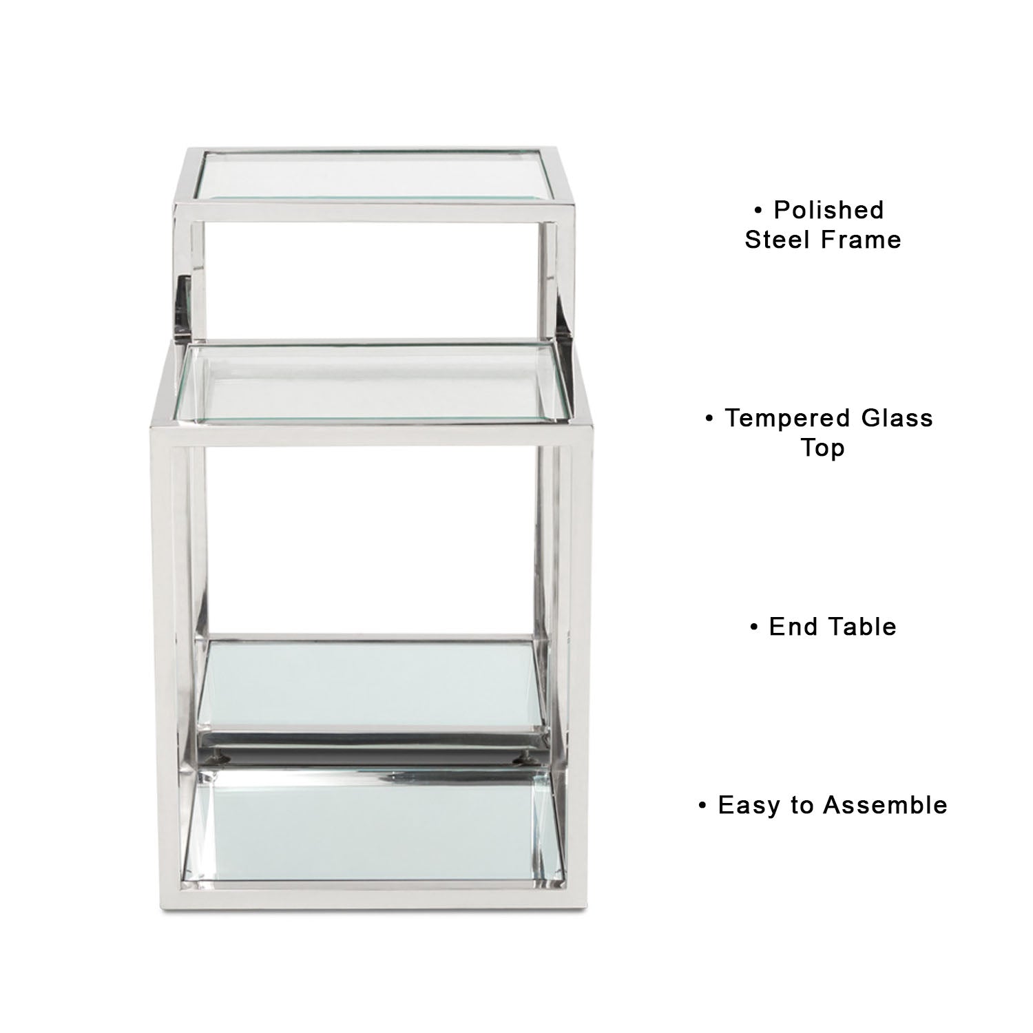 Chic Duo-Shade Glass End Tables with Metallic Frame