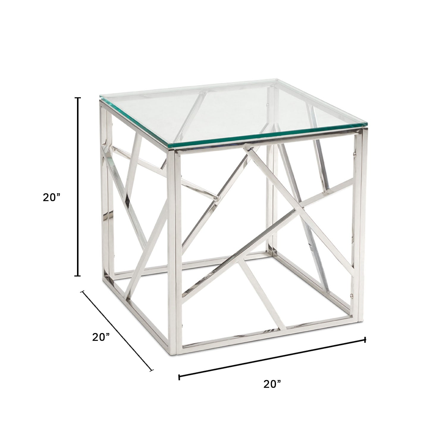 Carole Lustrous Glass & Steel Side Table