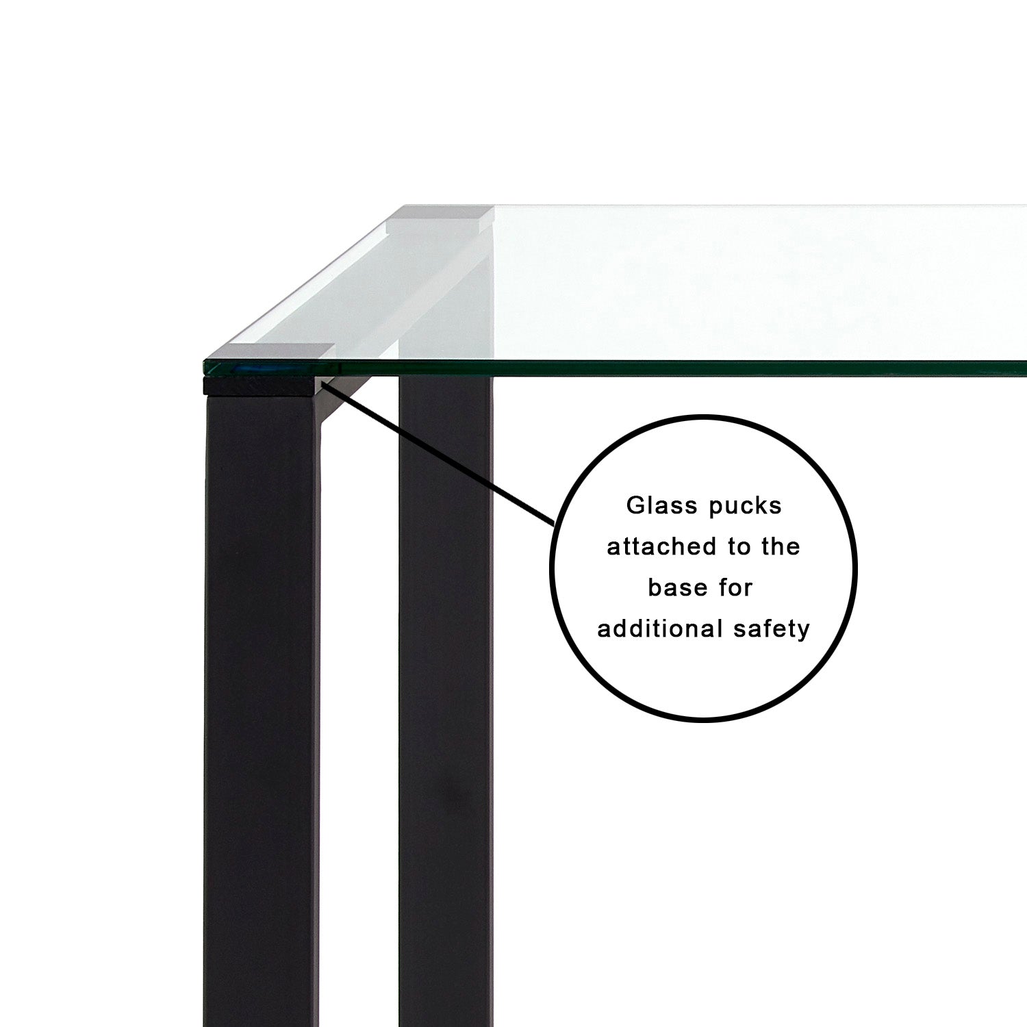 Sleek Black Metal Frame Desk with Tempered Glass Top