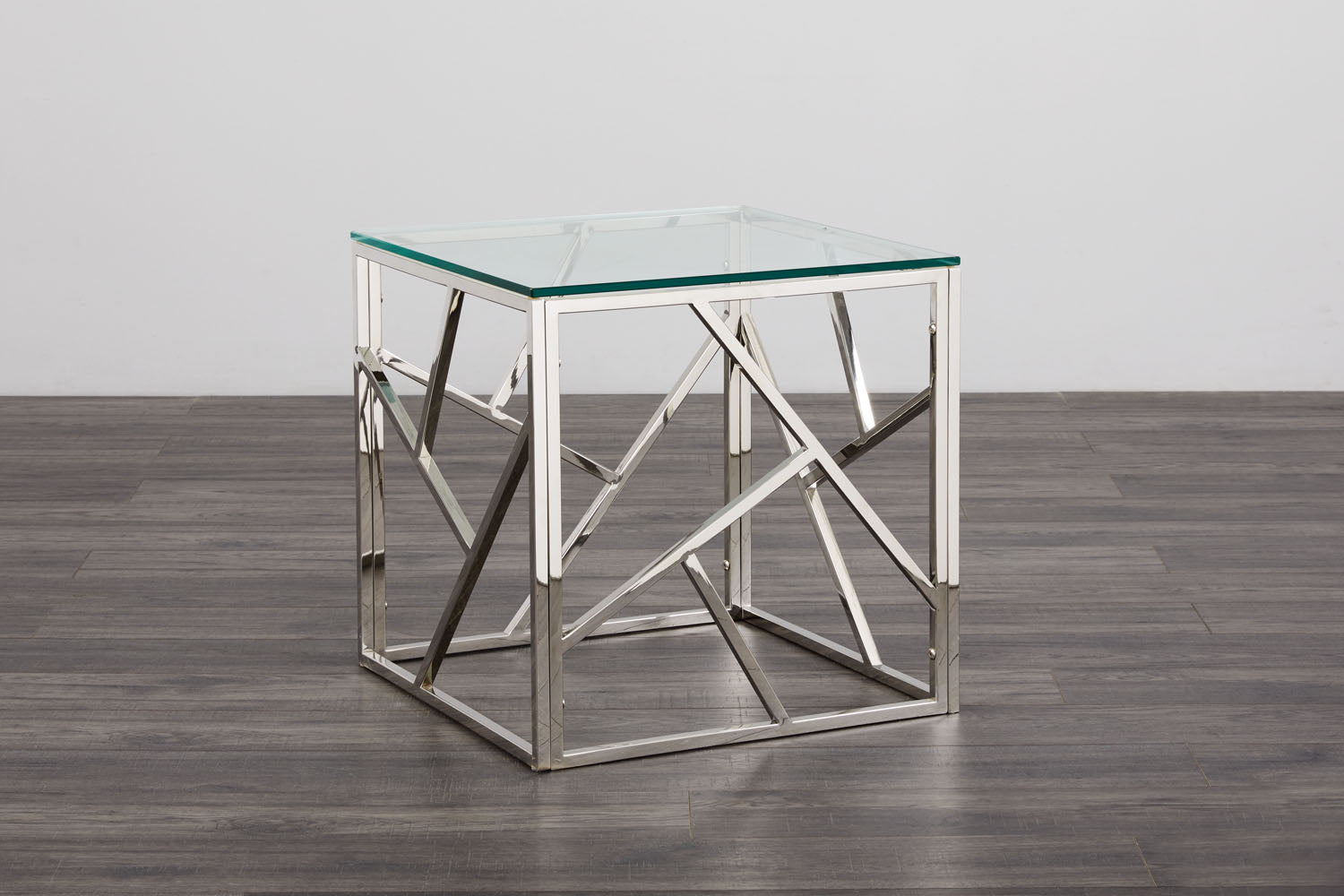 Carole Lustrous Glass & Steel Side Table