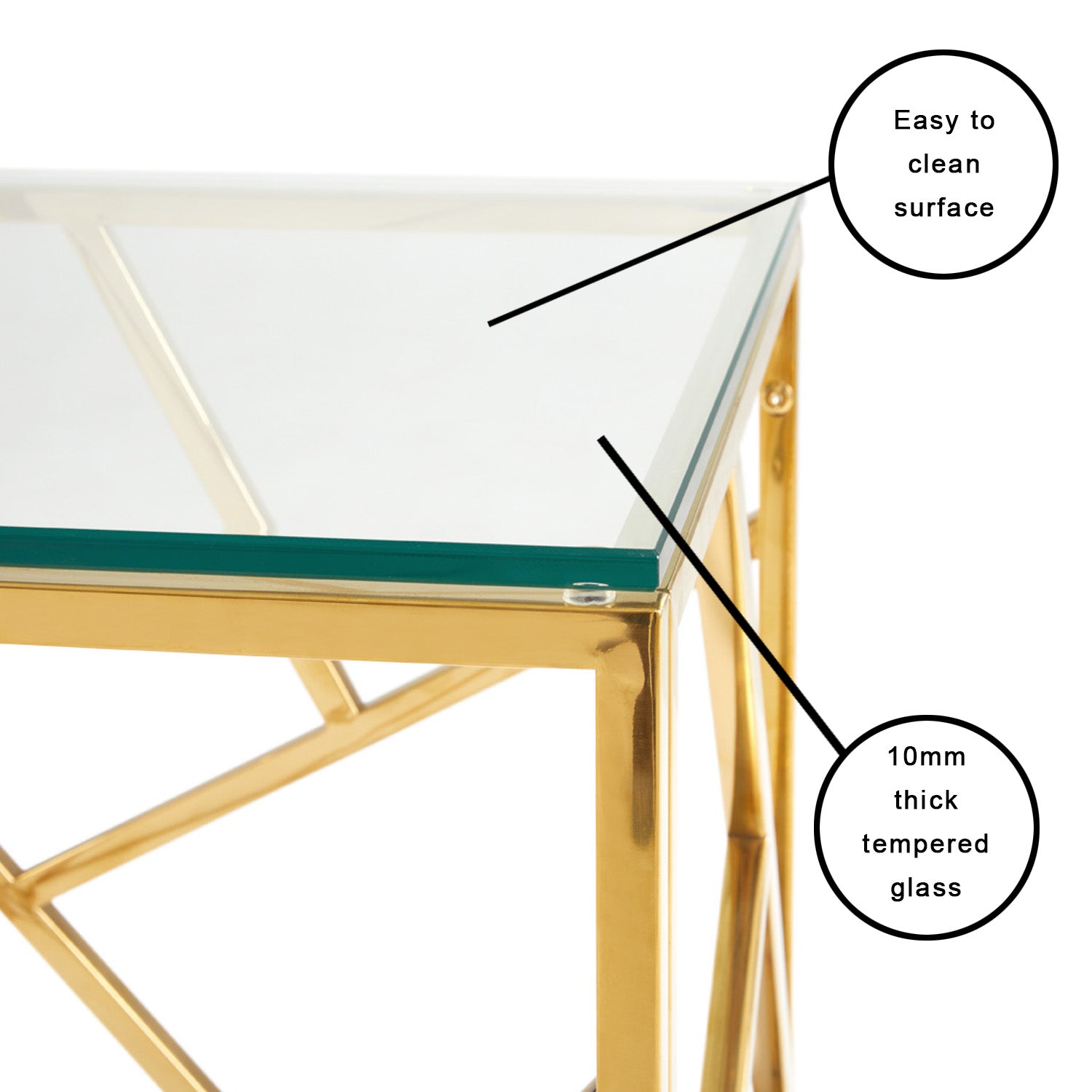 Carole Lustrous Glass & Steel Side Table