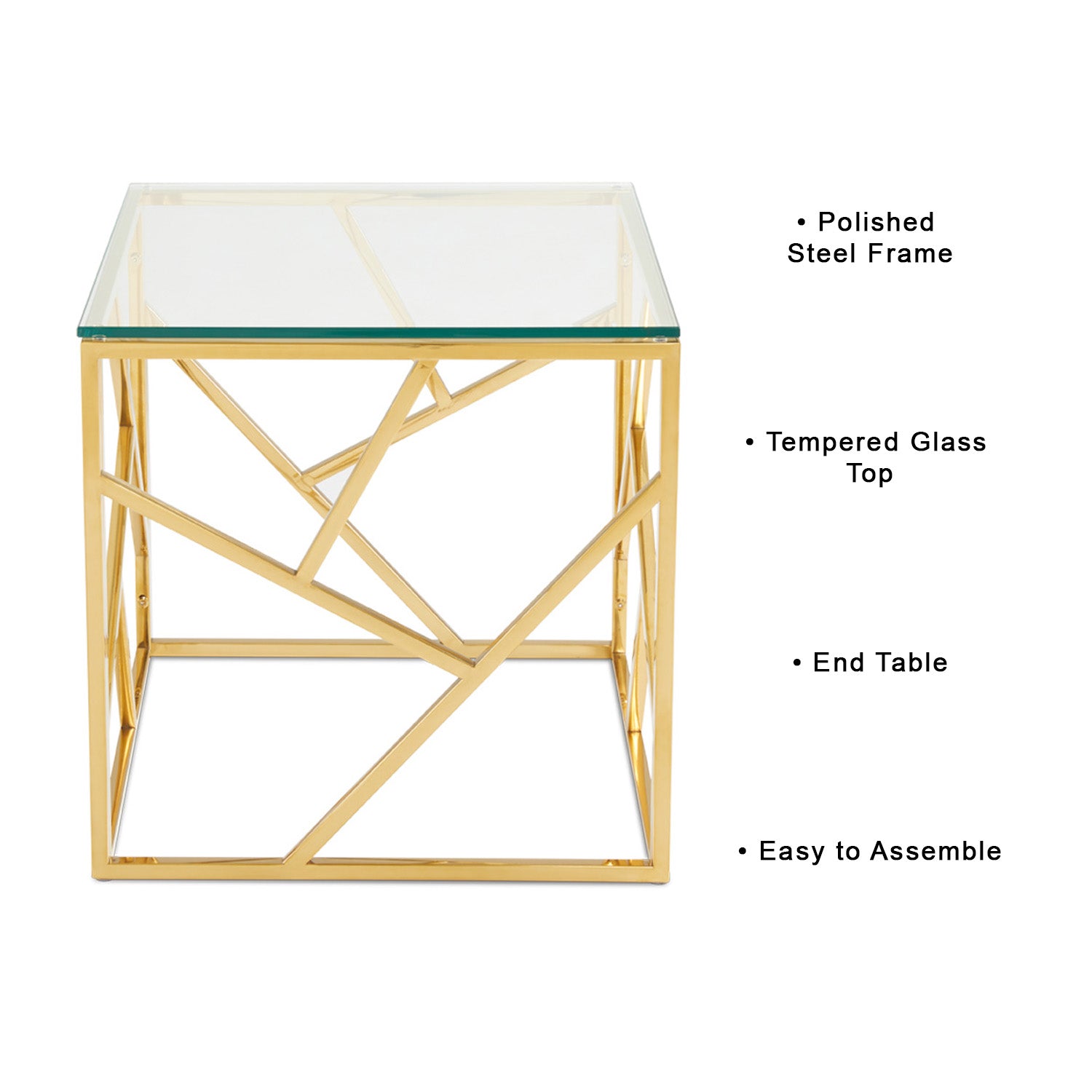 Carole Lustrous Glass & Steel Side Table