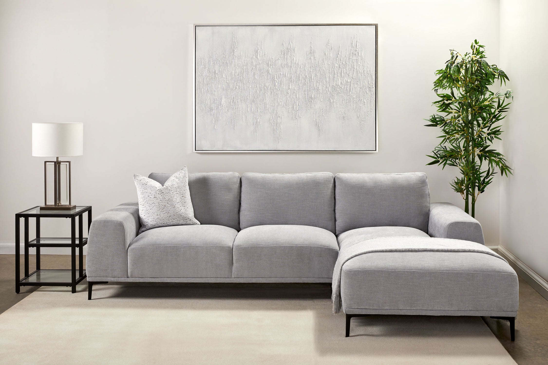 Luxurious Light Grey Linen Sectional Sofa