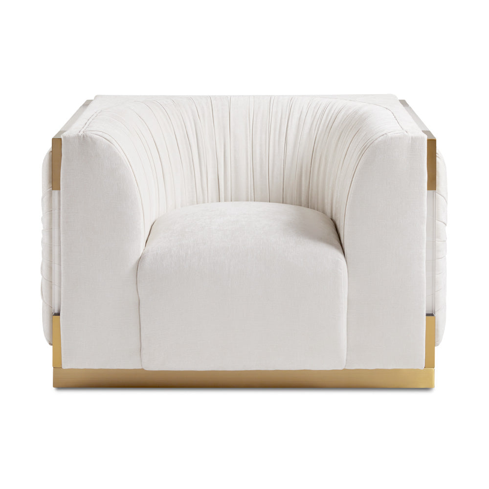 Contessa Vanilla Chic Accent Chair with Gold Frame