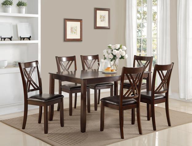 Timeless 7-Piece Wooden Dining Set with X-Back Chairs
