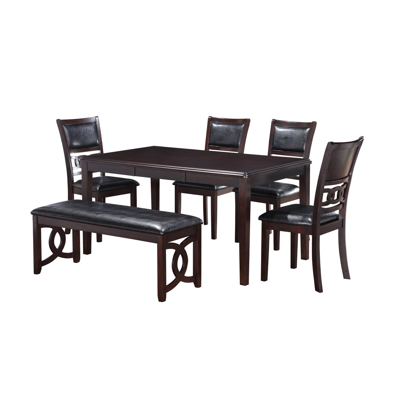 Gia 6 Pc Dining Table, 4 Chairs & Bench -Ebony