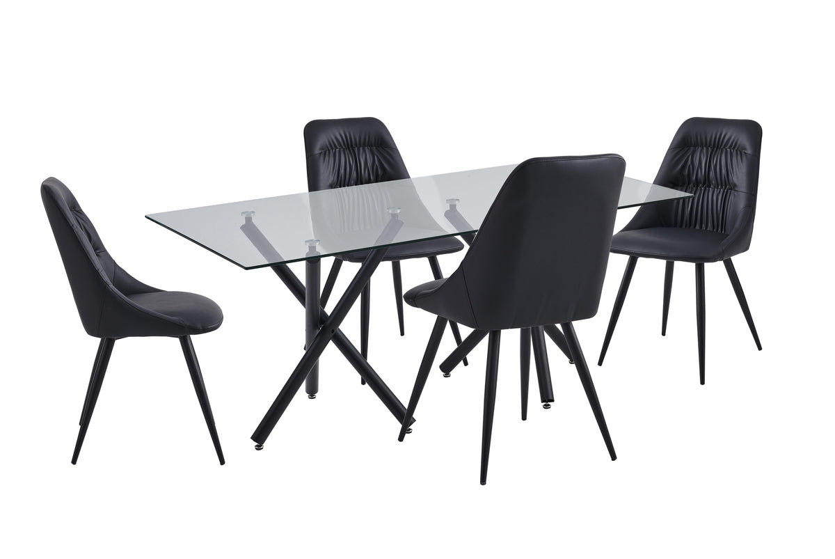 Fannia-Tomaso Side Chair, Black Faux Leather (Set of 2)