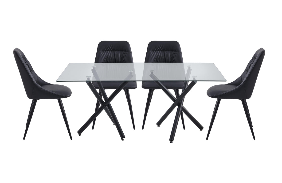 Fannia-Tomaso Side Chair, Black Faux Leather (Set of 2)