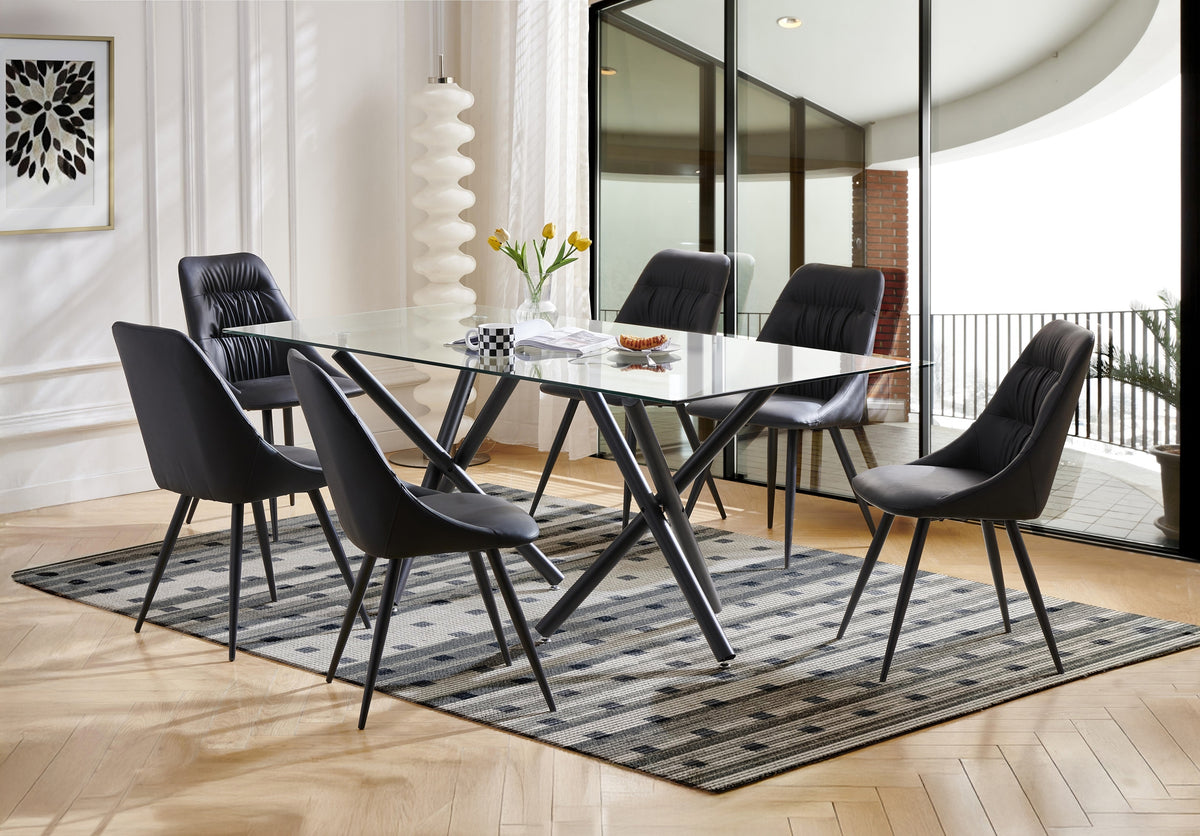 Fannia-Tomaso Side Chair, Black Faux Leather (Set of 2)