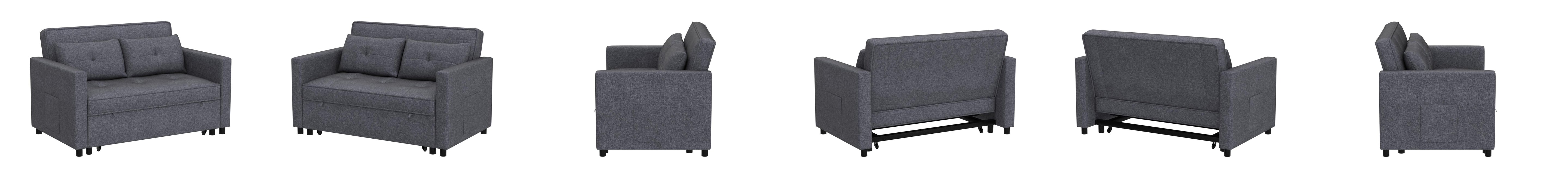 Sleek Dark Gray Linen Sleeper Sofa with Reclining Feature