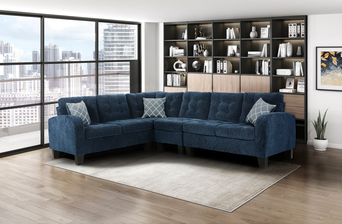 Sinclair 4-piece Corner Sectional with 3 Pillows