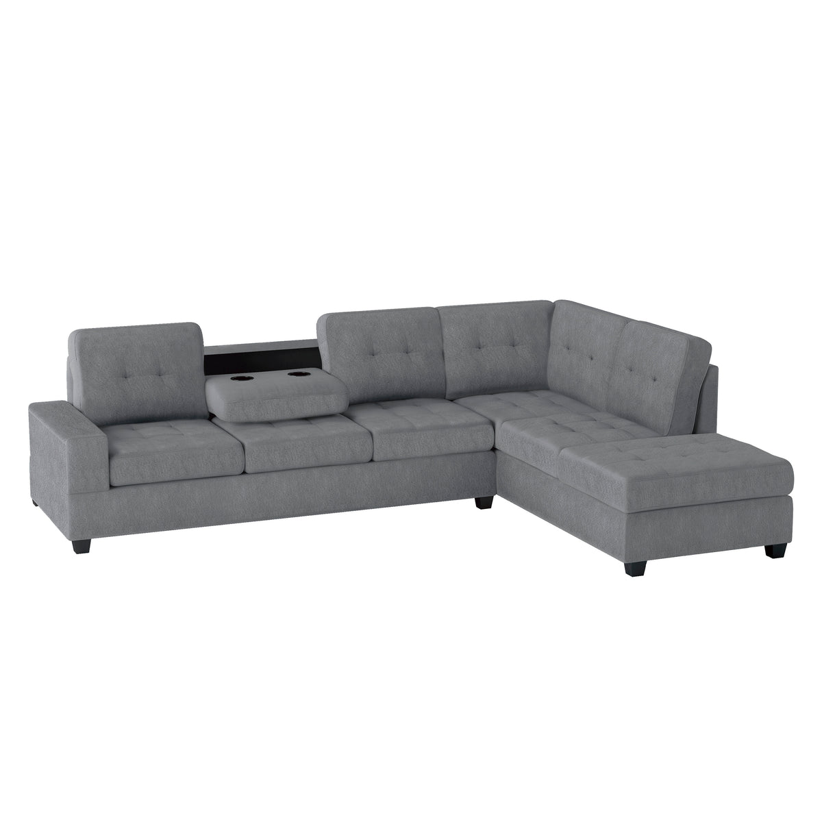 Maston 2-Piece Reversible Sectional with Drop-Down Cup Holders