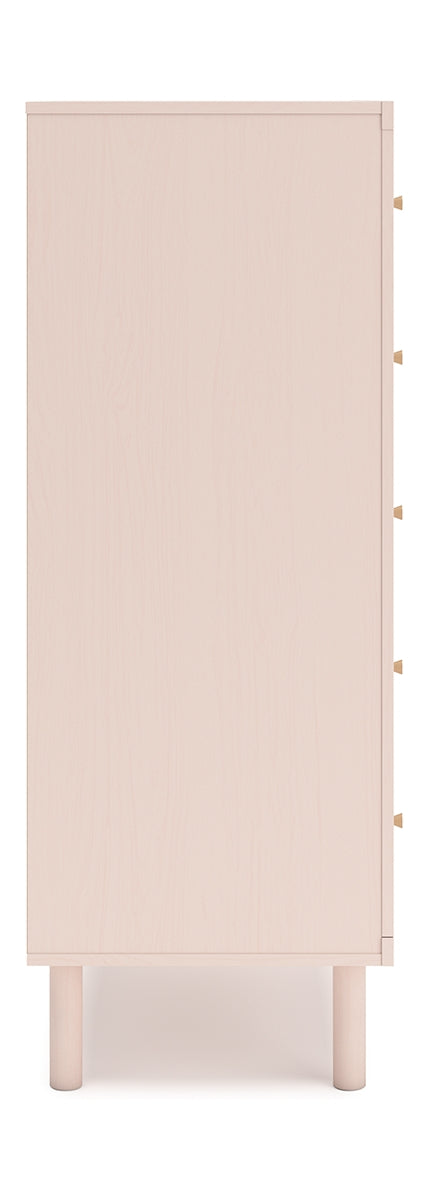 Wistenpine Full Upholstered Panel Bed with Mirrored Dresser and Chest