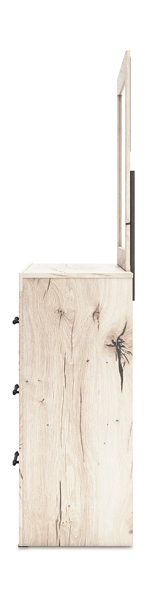 Lawroy Full Panel Storage Bed with Mirrored Dresser and 2 Nightstands