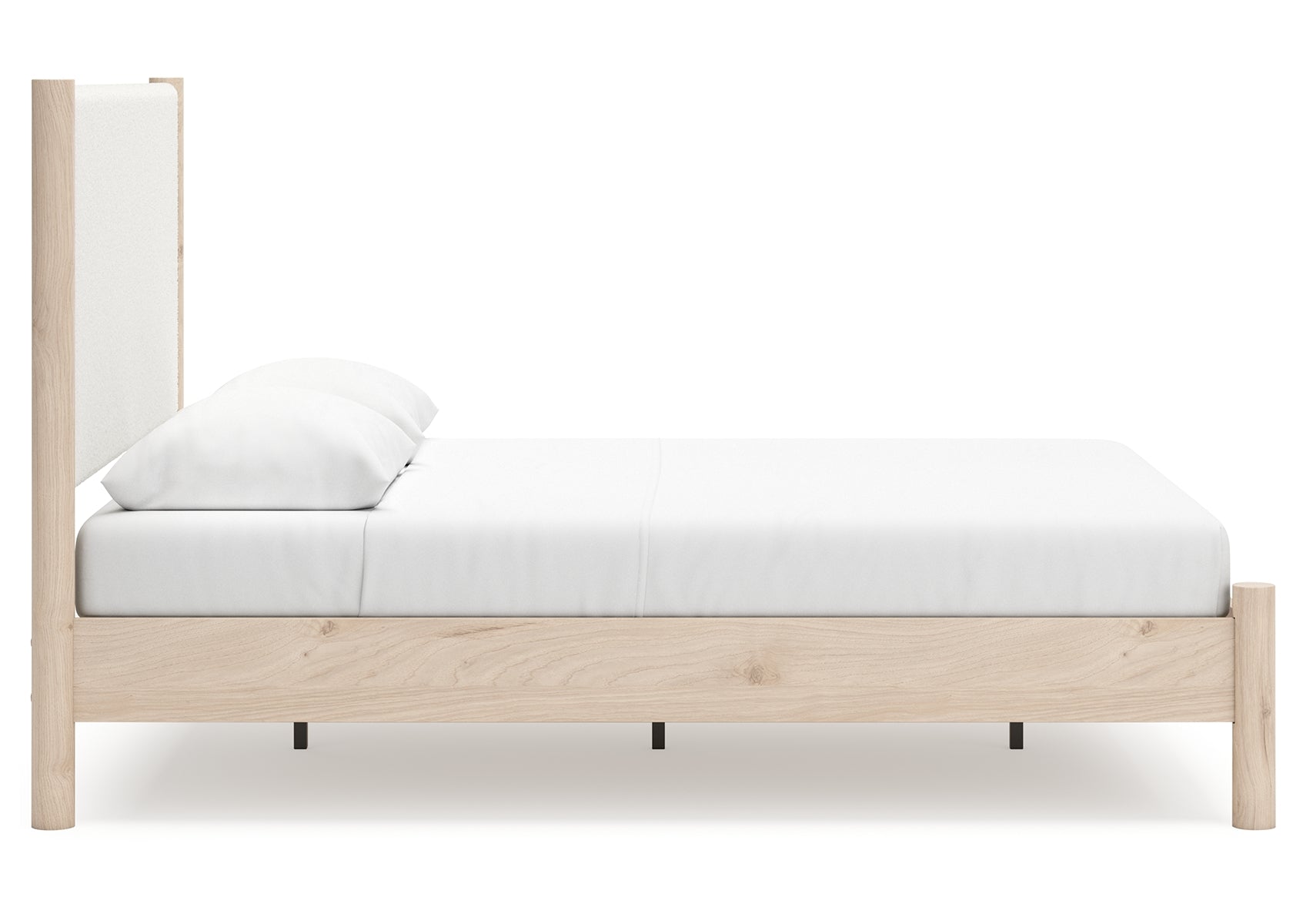 Cadmori Queen Upholstered Panel Bed with Mirrored Dresser, Chest and Nightstand