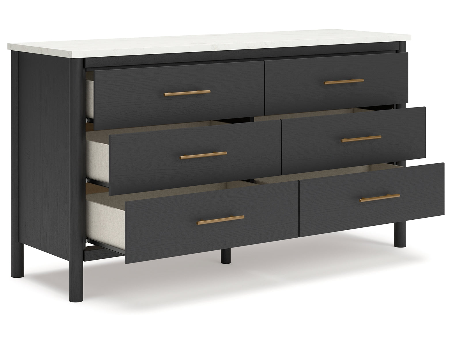 Cadmori King Upholstered Panel Bed with Dresser and 2 Nightstands