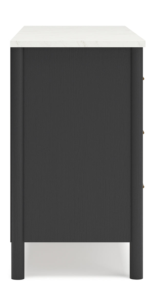 Cadmori King Upholstered Panel Bed with Dresser and 2 Nightstands