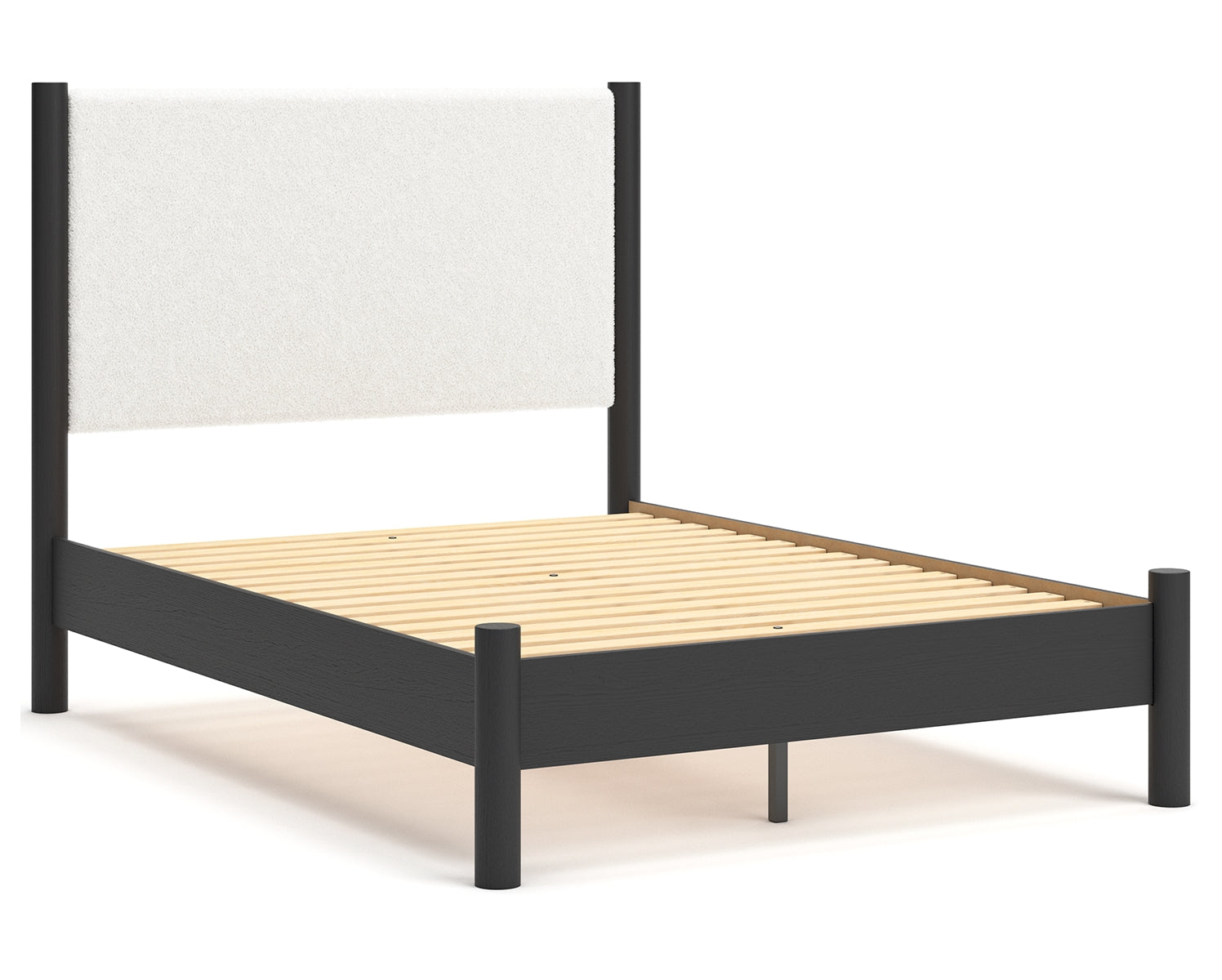 Cadmori Full Upholstered Panel Bed with Mirrored Dresser and Nightstand