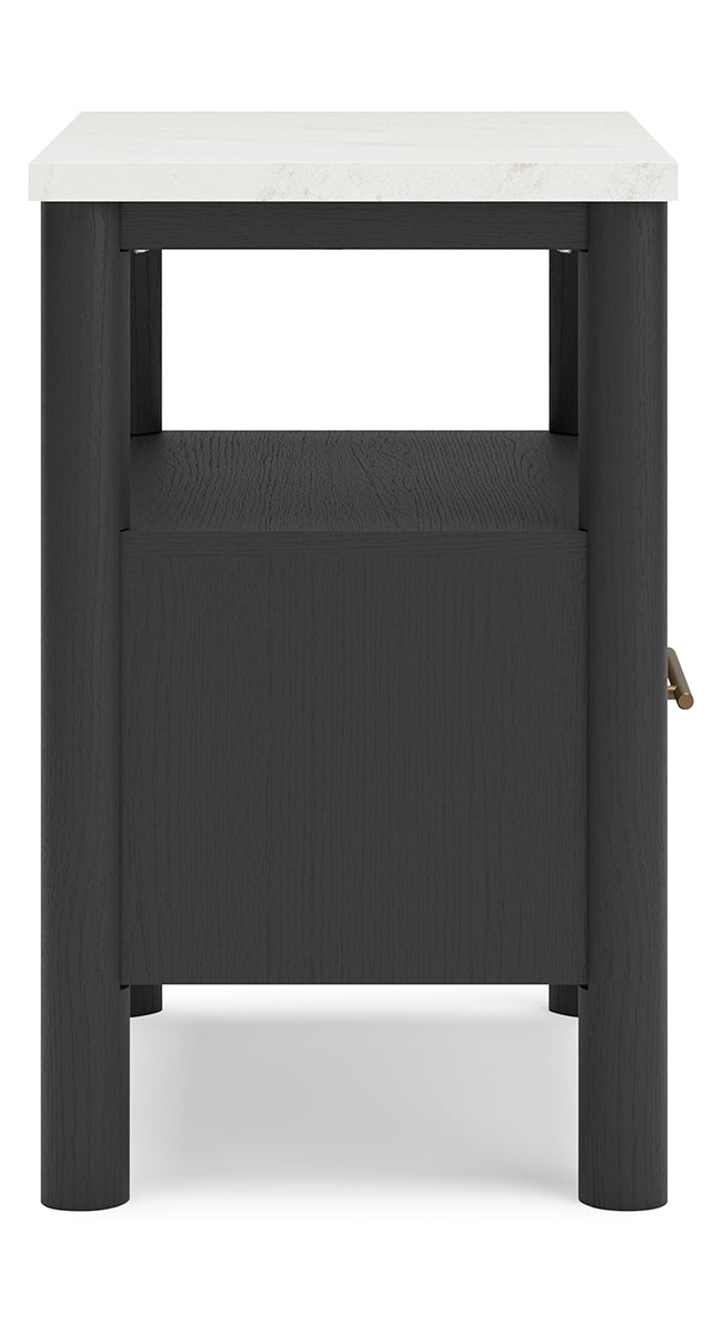 Cadmori King Upholstered Panel Bed with Mirrored Dresser, Chest and Nightstand