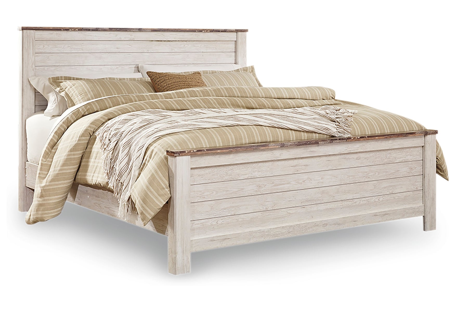 Willowton King Panel Bed with Mirrored Dresser and Nightstand