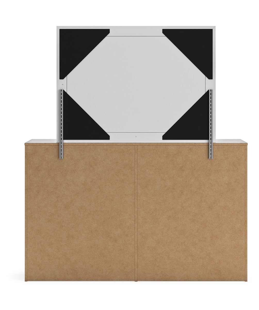 Cayboni King Panel Bed with Mirrored Dresser and Nightstand