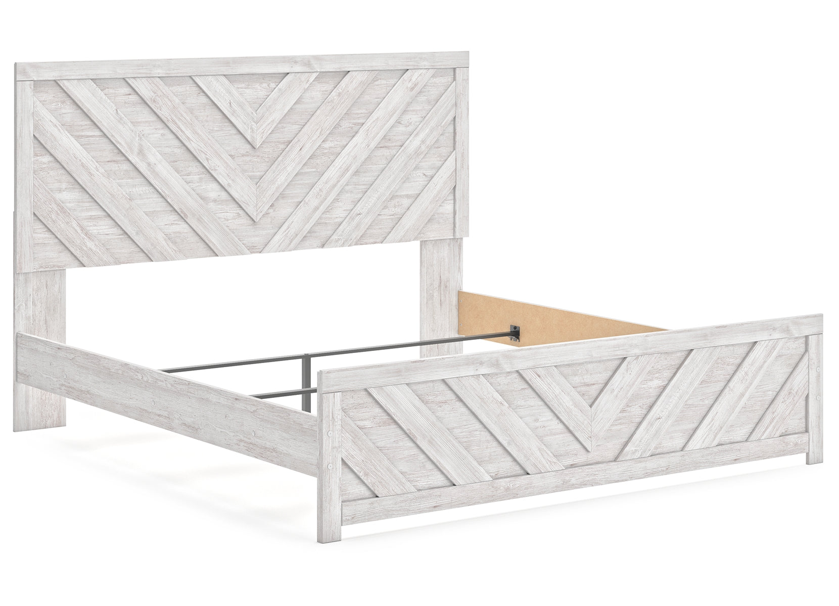 Cayboni King Panel Bed with Mirrored Dresser and Nightstand