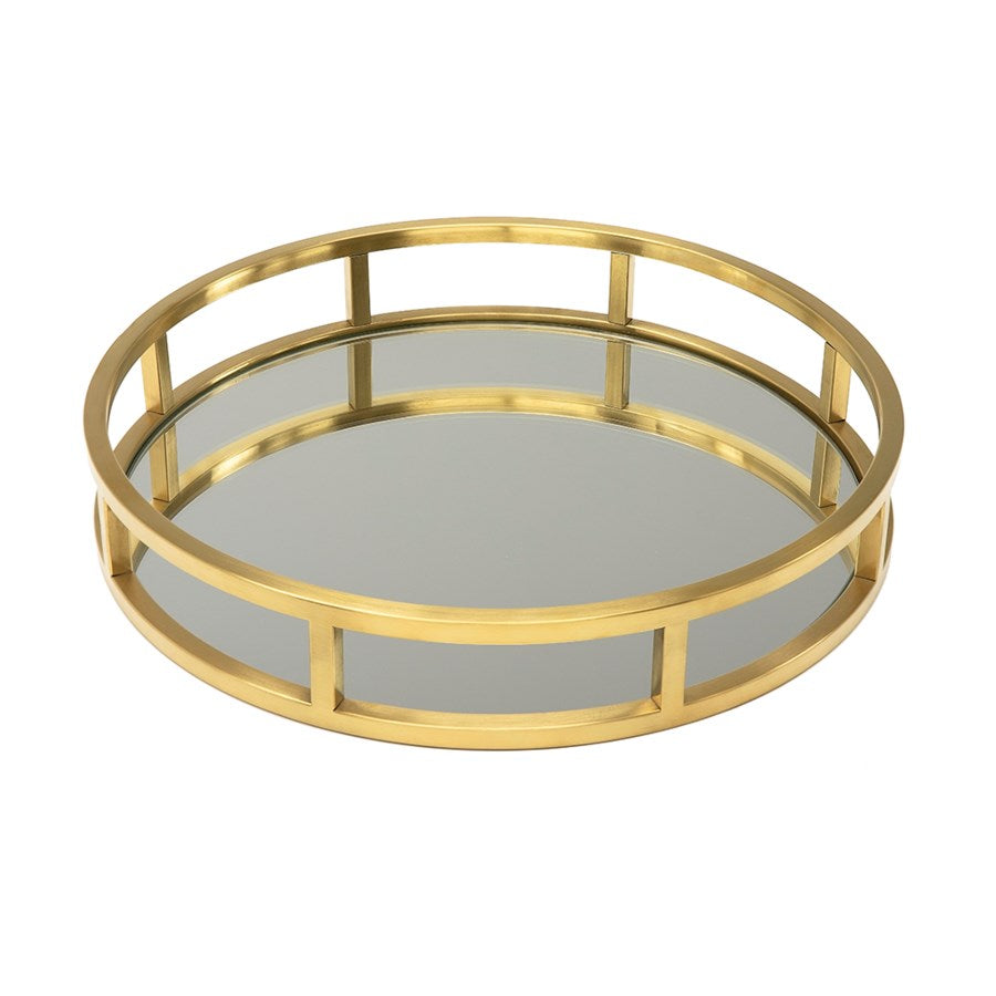 Brushed Gold Tray Round Mirror tray