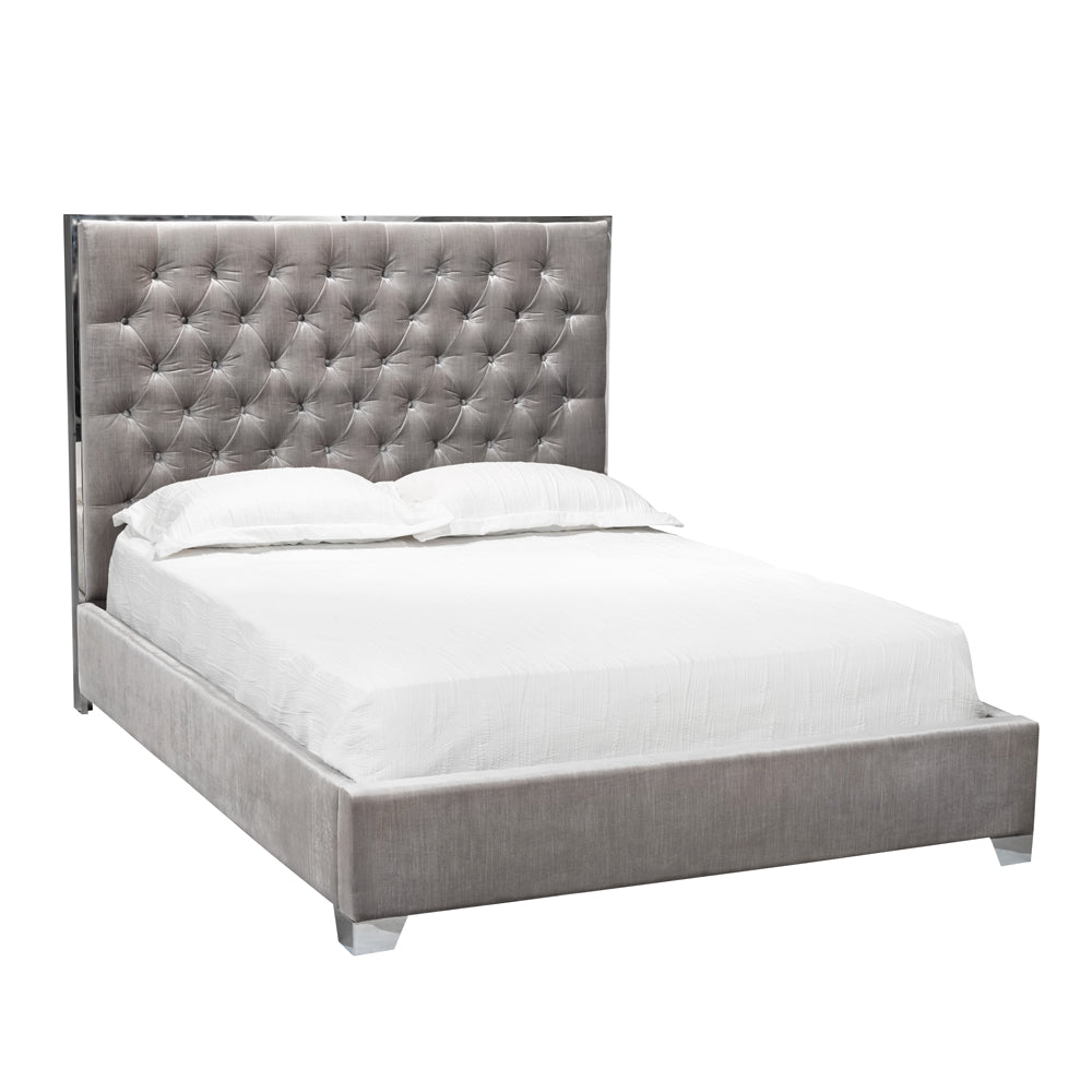 Kroma Grey Velvet King Bed