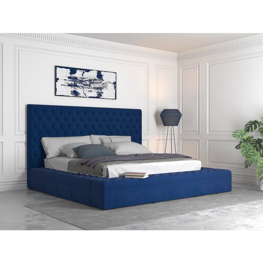 Adonis 78" King Platform Bed with Storage in Blue