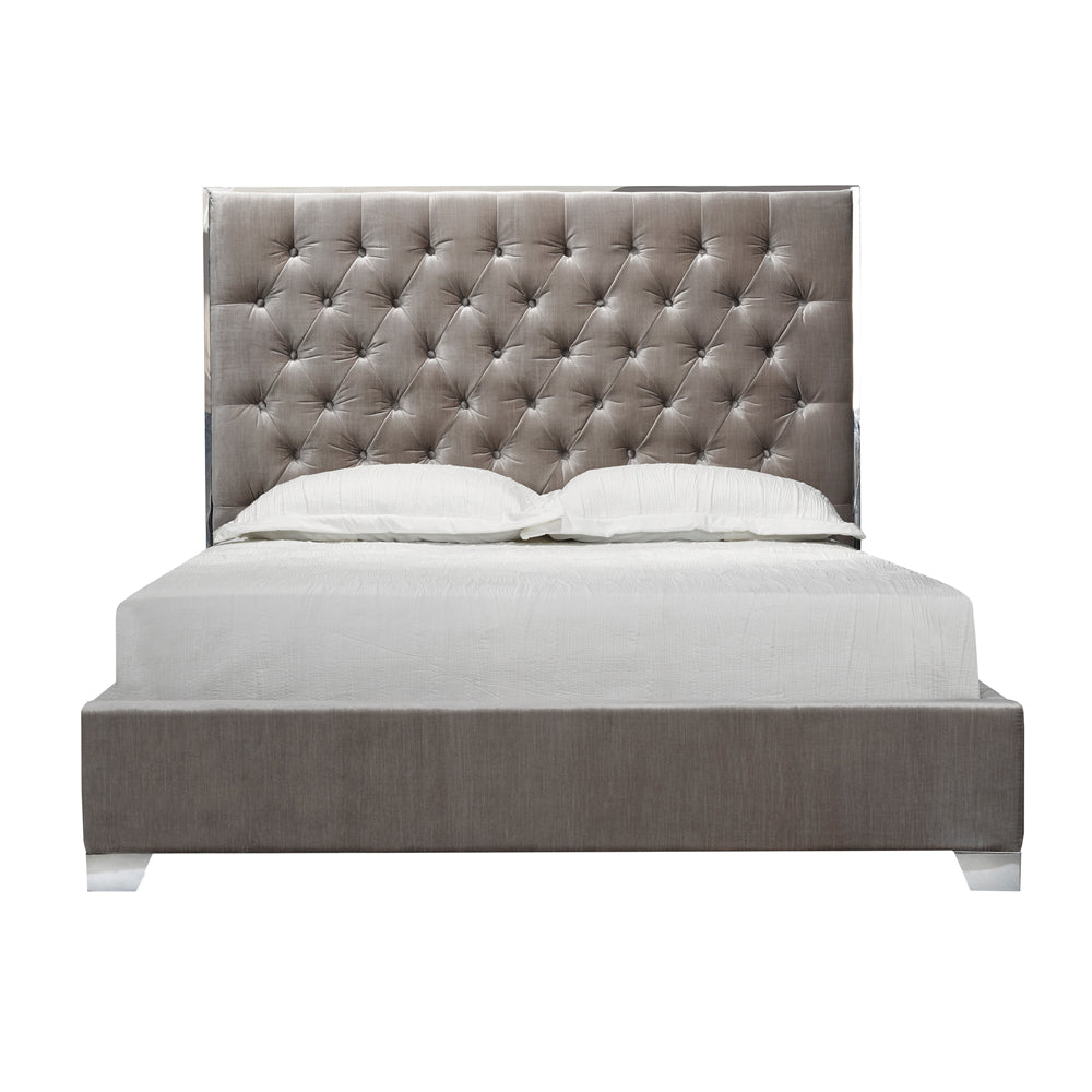 Kroma Grey Velvet King Bed