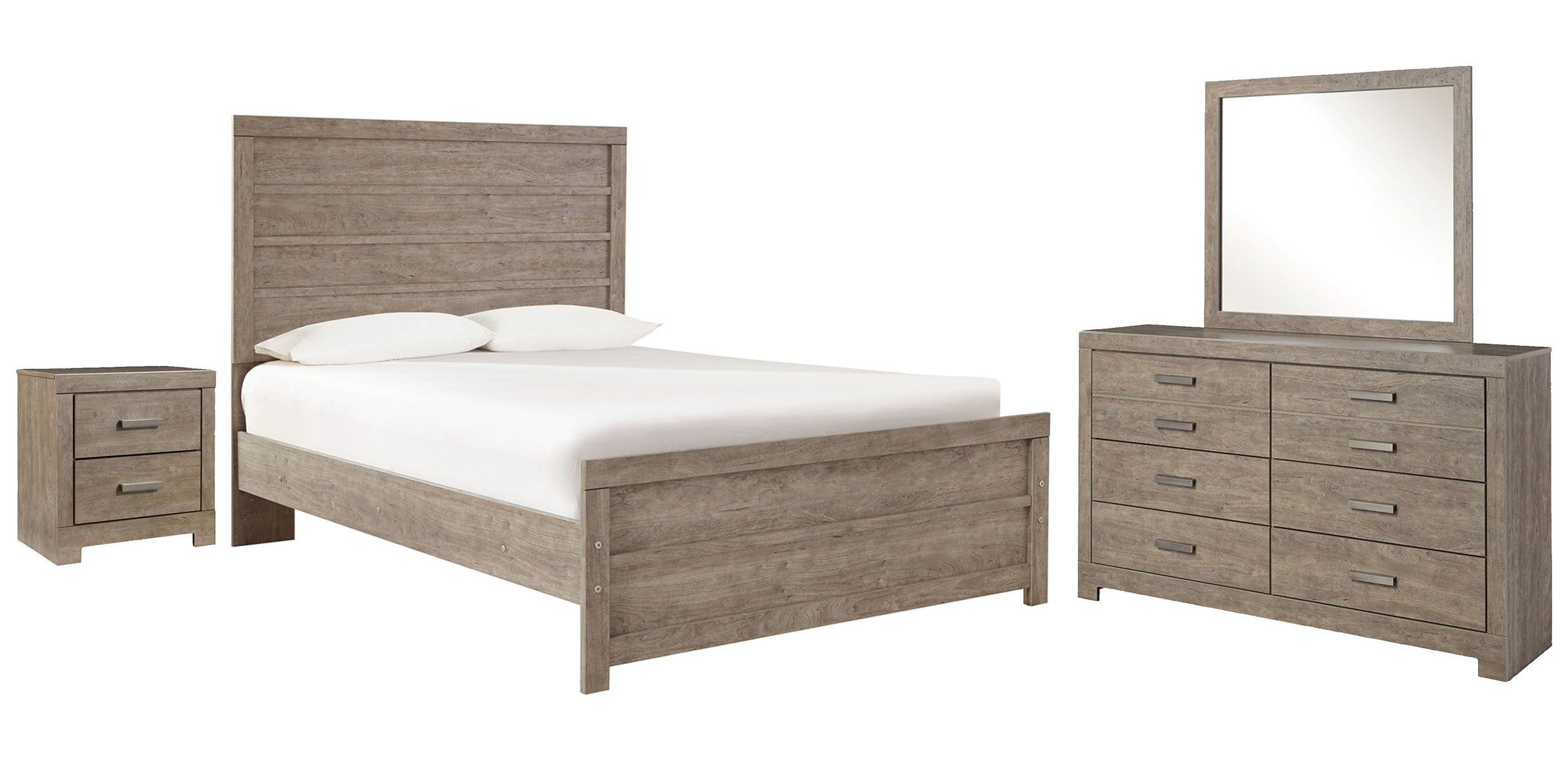 Culverbach Full Panel Bed with Mirrored Dresser and 2 Nightstands