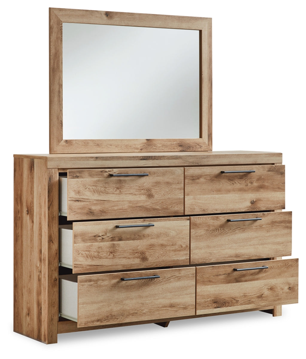Hyanna King Panel Bed with Storage with Mirrored Dresser and Chest