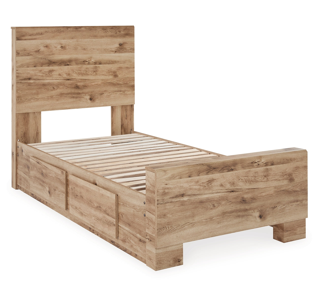 Hyanna Twin Panel Bed with Storage with Mirrored Dresser and Chest