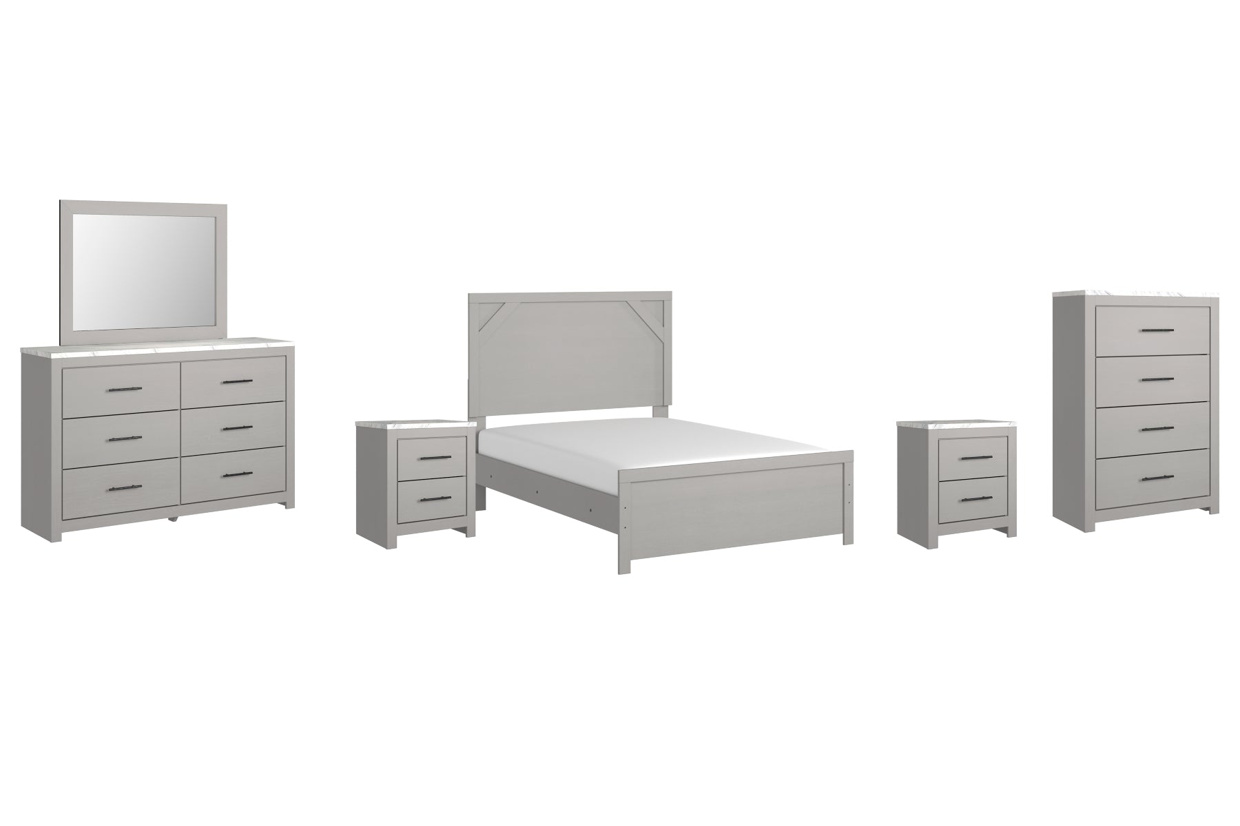 Cottenburg Full Panel Bed with Mirrored Dresser, Chest and 2 Nightstands