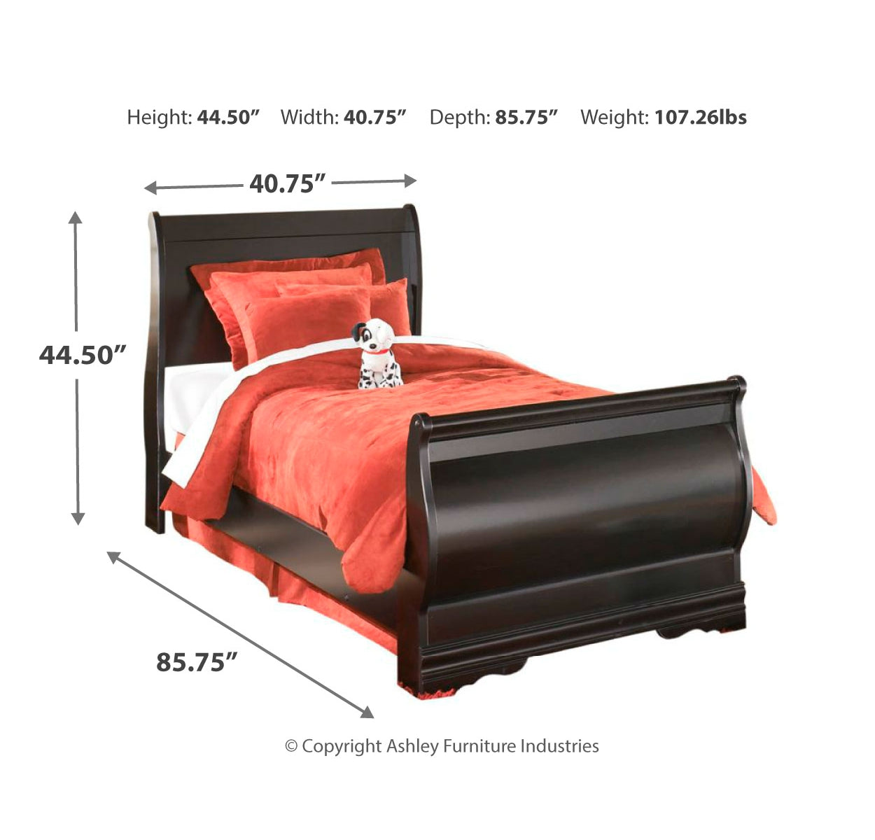Huey Vineyard Twin Sleigh Bed with Dresser