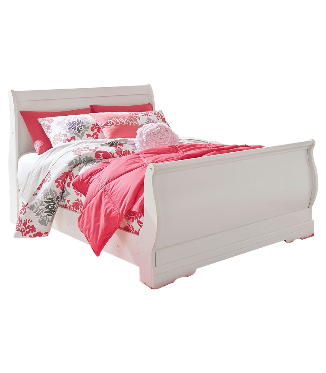 Anarasia Full Sleigh Bed with Mirrored Dresser, Chest and Nightstand