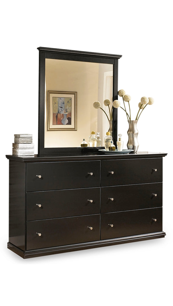 Maribel Queen Panel Bed with Mirrored Dresser and 2 Nightstands