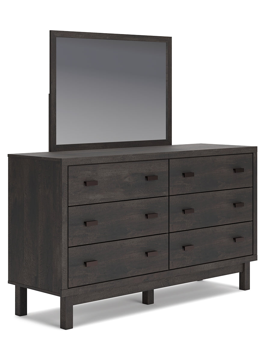 Toretto Queen Panel Bookcase Bed with Mirrored Dresser and 2 Nightstands