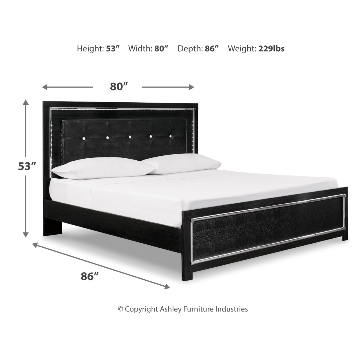 Kaydell King Upholstered Panel Storage Platform Bed with Mirrored Dresser and 2 Nightstands