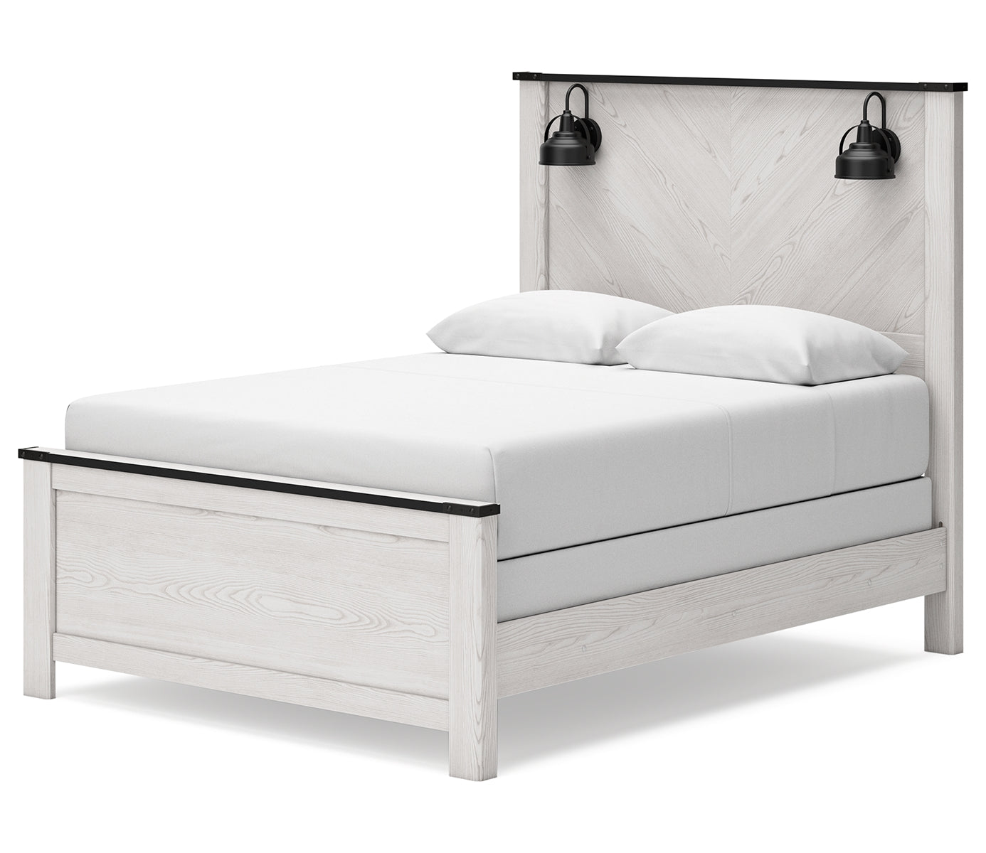 Schoenberg Queen Panel Bed with Mirrored Dresser and 2 Nightstands